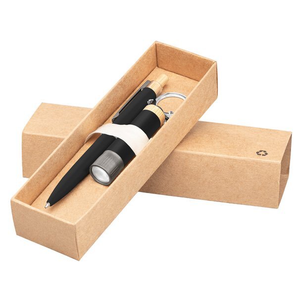 Reborn Recycled Aluminum Bamboo Accented Pen & Flashlight Gift Set