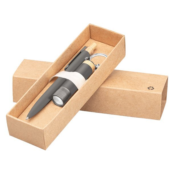 Reborn Recycled Aluminum Bamboo Accented Pen & Flashlight Gift Set