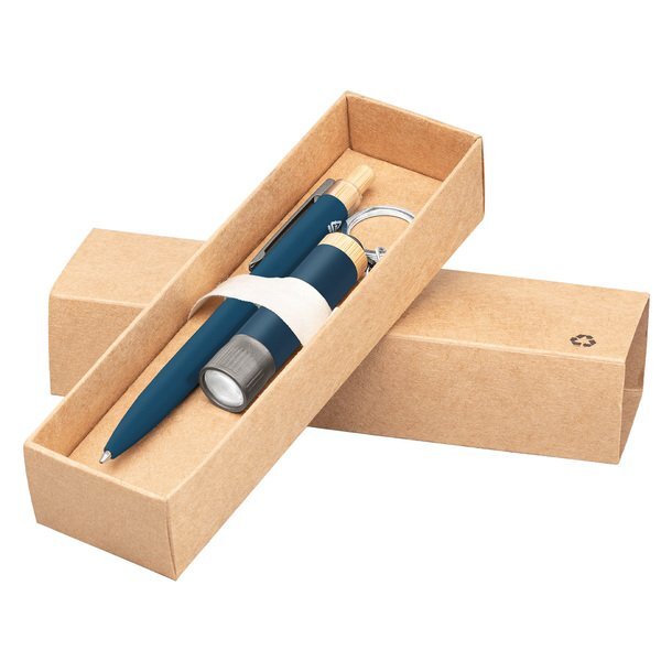 Reborn Recycled Aluminum Bamboo Accented Pen & Flashlight Gift Set