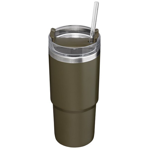 Rime Recycled Stainless Steel Double Wall Leakproof Straw Tumbler, 25 oz.