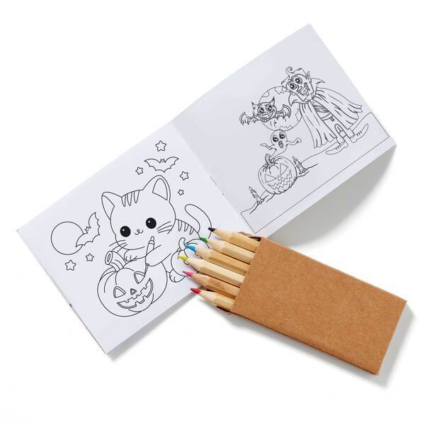 Halloween Kid's Coloring Book & 6 Color Pencil Set