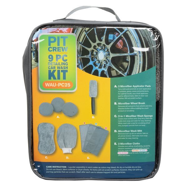 Pit Crew 9-Piece Car Wash Detailing Kit