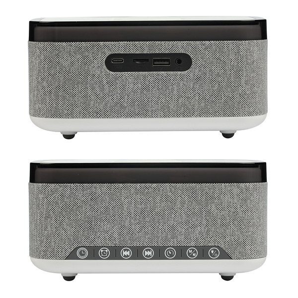 Sunset 20W Stereo Speaker w/ White Noise, Clock, Radio & 15W Wireless Charger