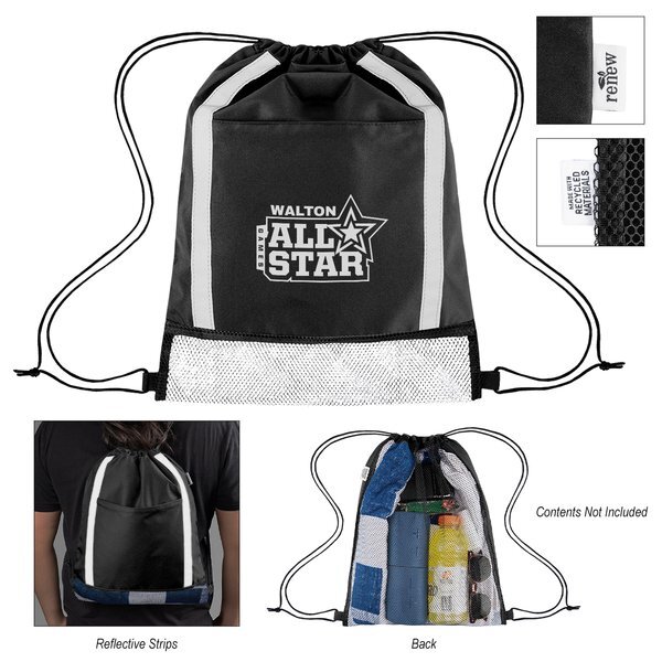 Game Time rPET Reflective Drawstring Bag