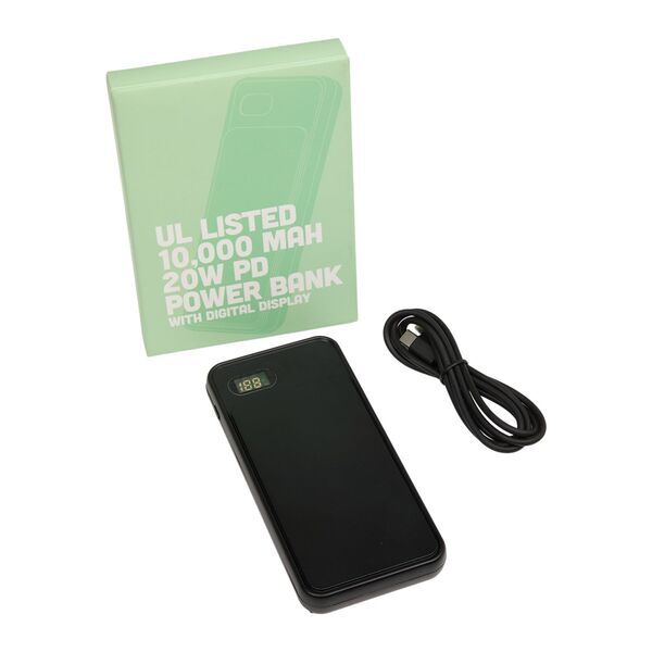 UL Listed 20W Digital Display Power Bank, 10000mAh