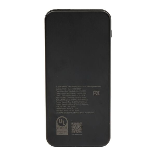UL Listed 20W Digital Display Power Bank, 10000mAh