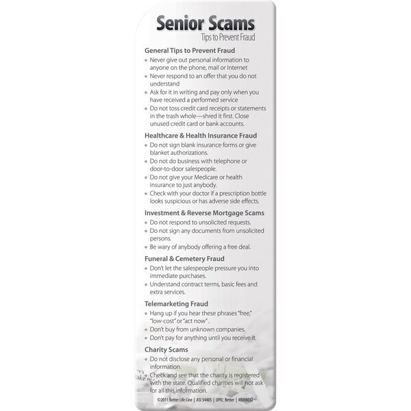 Senior Scams Bookmark