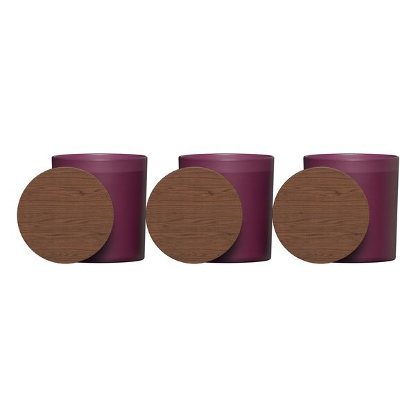 Vista Glass Candle 3-Pack Set w/ Acacia Wood Lids