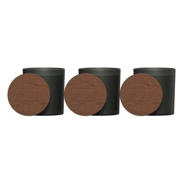 Vista Glass Candle 3-Pack Set w/ Acacia Wood Lids