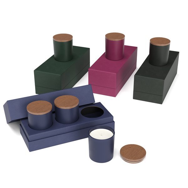 Vista Glass Candle 3-Pack Set w/ Acacia Wood Lids