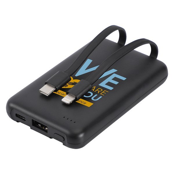 Guild UL Listed Power Bank w/ Built-In Cables, 5000mAh