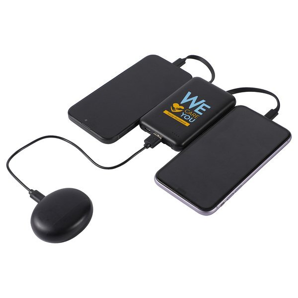 Guild UL Listed Power Bank w/ Built-In Cables, 5000mAh