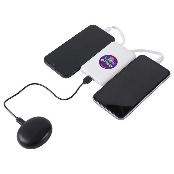 Guild UL Listed Power Bank w/ Built-In Cables, 5000mAh