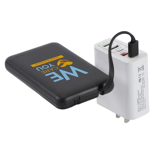 Guild UL Listed Power Bank w/ Built-In Cables, 5000mAh