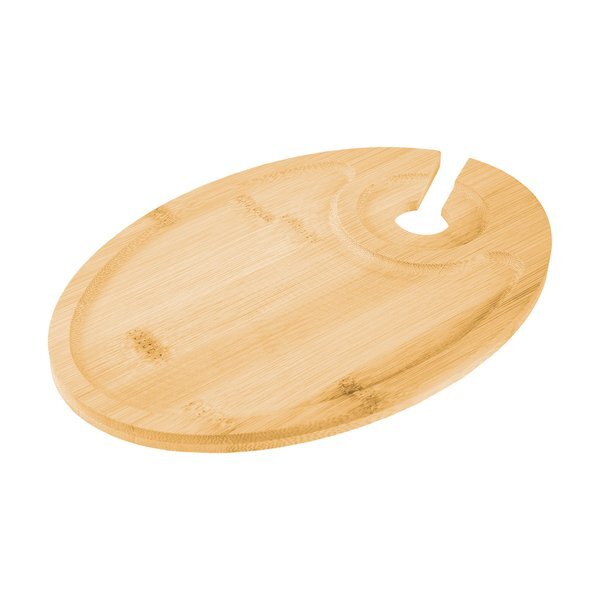 Wine & Dine Recessed Bamboo Tray w/ Wine Glass Holder