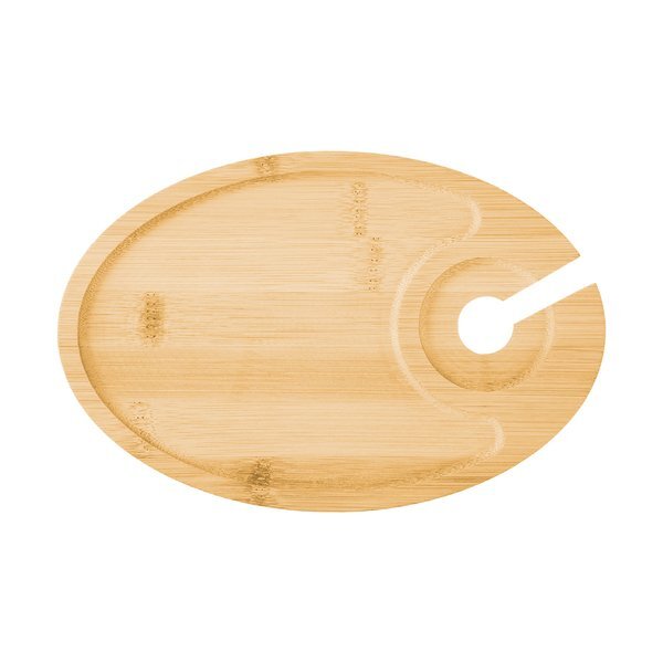 Wine & Dine Recessed Bamboo Tray w/ Wine Glass Holder