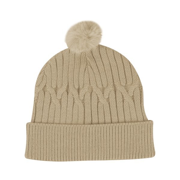 Courtney Cable Knit rPET Pom Beanie