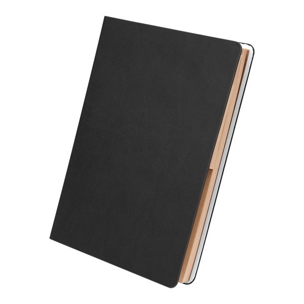 Theo Recycled PU Notebook w/ Kraft Paper & Sticky Notes
