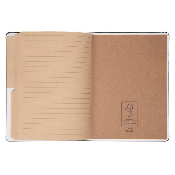 Theo Recycled PU Notebook w/ Kraft Paper & Sticky Notes