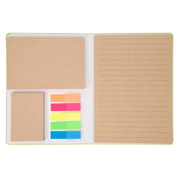 Theo Recycled PU Notebook w/ Kraft Paper & Sticky Notes