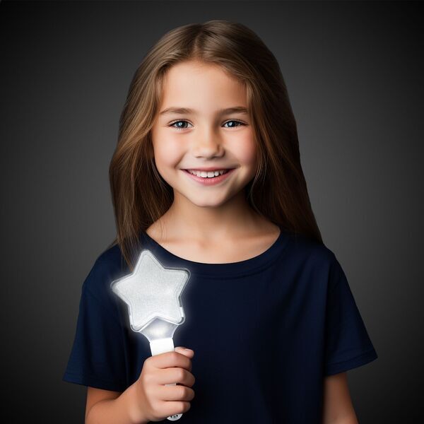 White Light Up Star Wand, 9"
