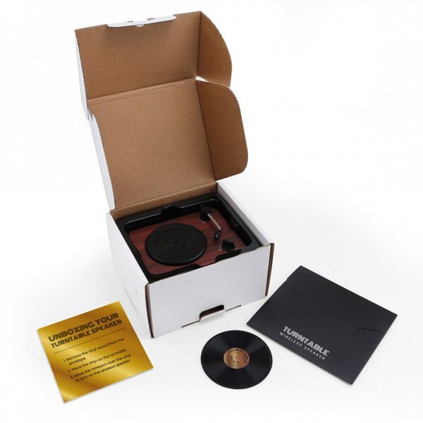 Turntable Wireless Speaker w/ Custom Record Envelope