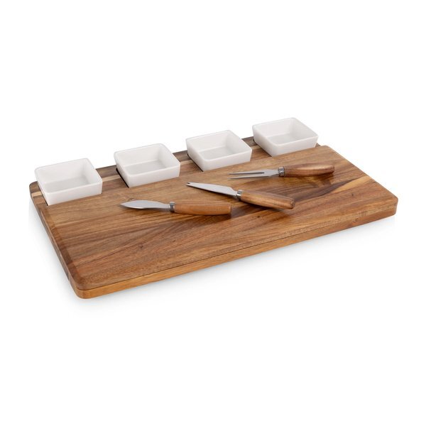 Picada Acacia Tapas Board w/ Ceramic Bowls