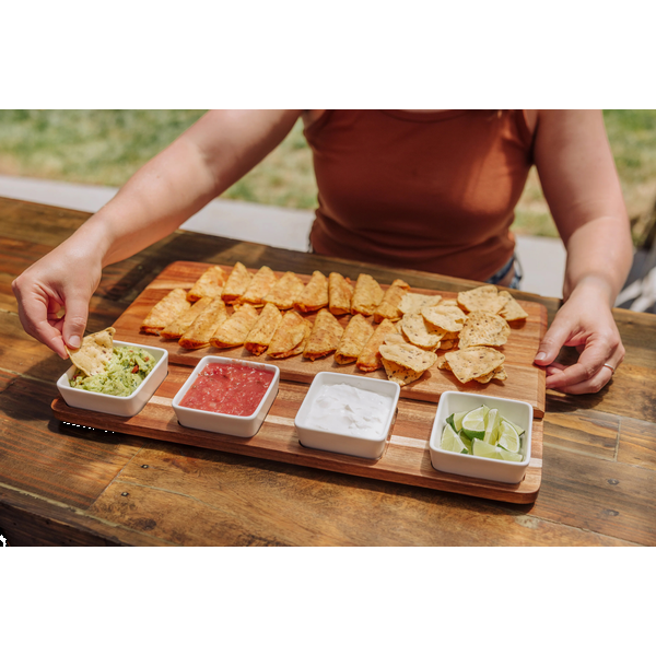 Picada Acacia Tapas Board w/ Ceramic Bowls