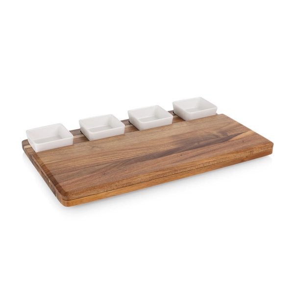 Picada Acacia Tapas Board w/ Ceramic Bowls