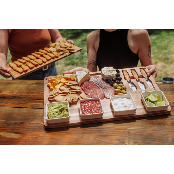 Picada Acacia Tapas Board w/ Ceramic Bowls