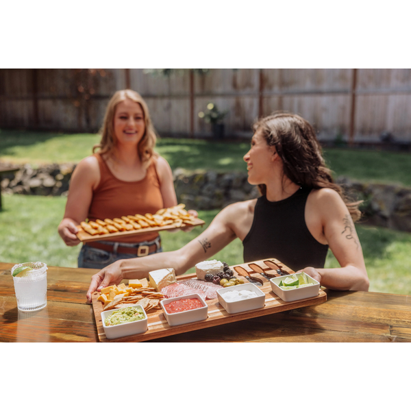 Picada Acacia Tapas Board w/ Ceramic Bowls