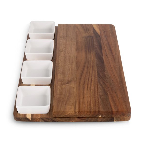 Picada Acacia Tapas Board w/ Ceramic Bowls