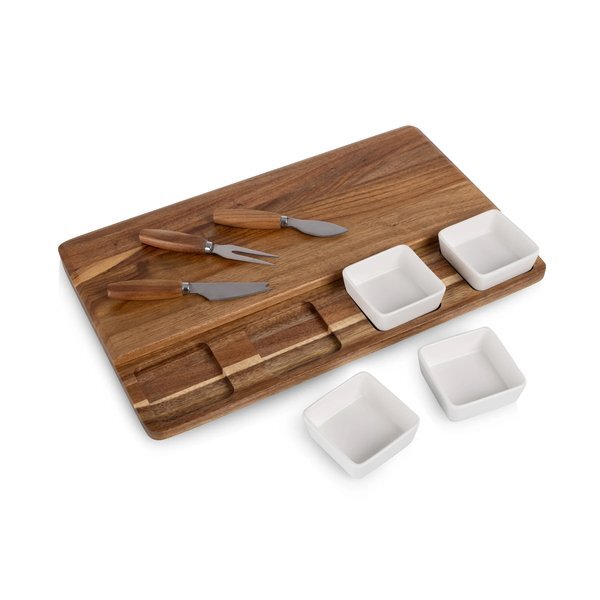 Picada Acacia Tapas Board w/ Ceramic Bowls