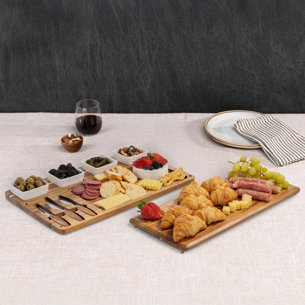 Picada Acacia Tapas Board w/ Ceramic Bowls