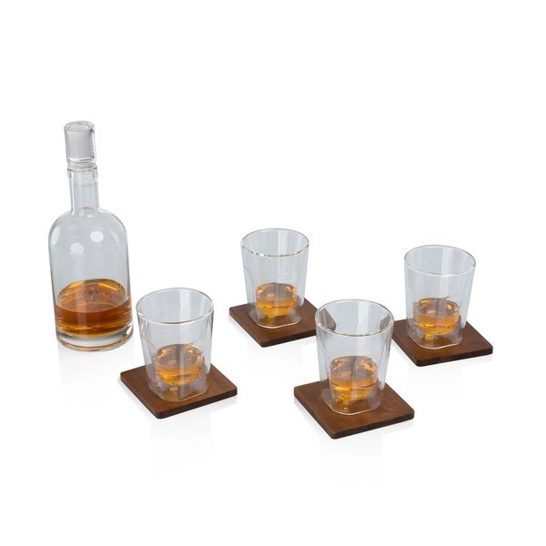 Ambassador Whiskey Box w/ Decanter & 4 Lowball Glasses