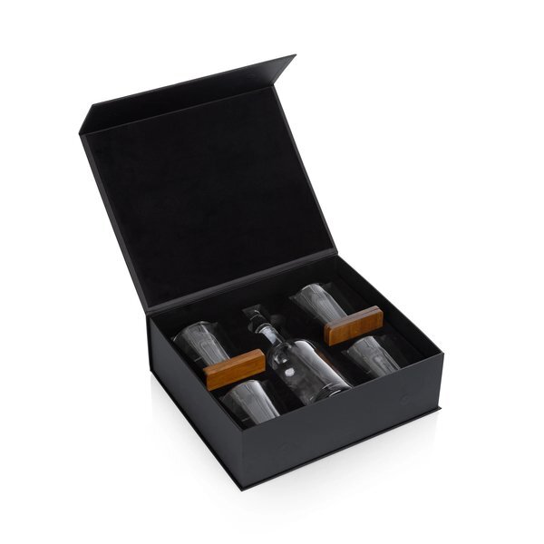 Ambassador Whiskey Box w/ Decanter & 4 Lowball Glasses
