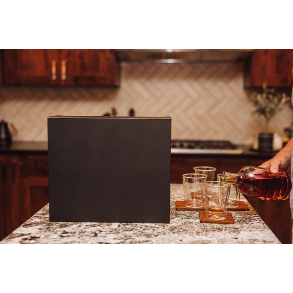 Ambassador Whiskey Box w/ Decanter & 4 Lowball Glasses