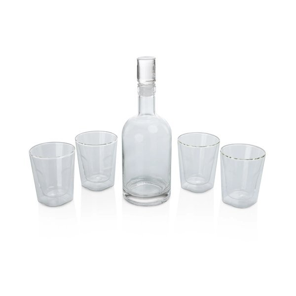 Ambassador Whiskey Box w/ Decanter & 4 Lowball Glasses