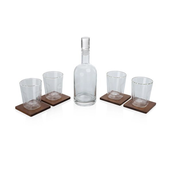 Ambassador Whiskey Box w/ Decanter & 4 Lowball Glasses
