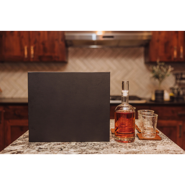 Ambassador Whiskey Box w/ Decanter & 4 Lowball Glasses