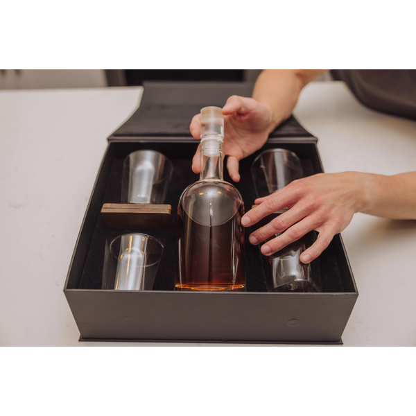 Ambassador Whiskey Box w/ Decanter & 4 Lowball Glasses