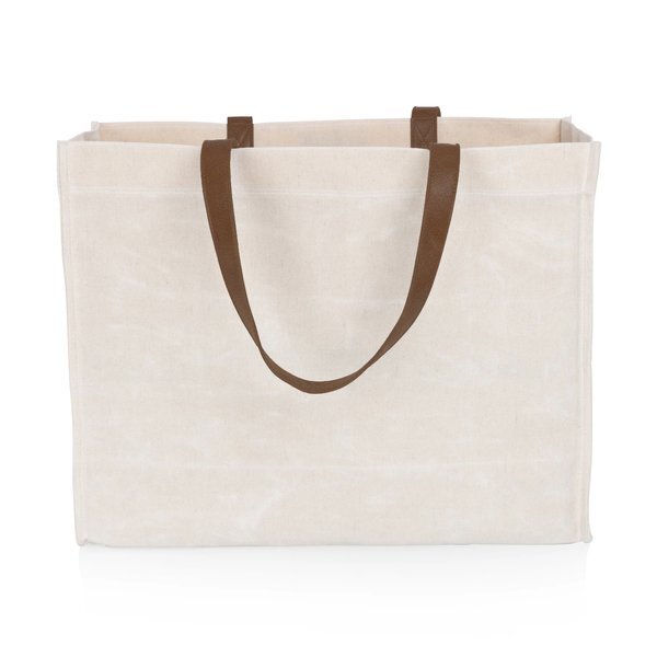 Market Waxed Canvas Tote w/ Leatherette Handles