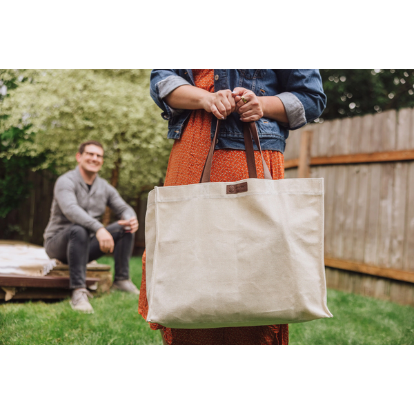 Market Waxed Canvas Tote w/ Leatherette Handles