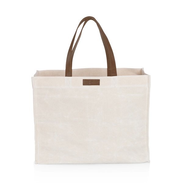 Market Waxed Canvas Tote w/ Leatherette Handles