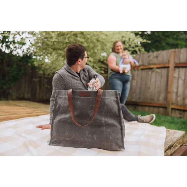 Market Waxed Canvas Tote w/ Leatherette Handles