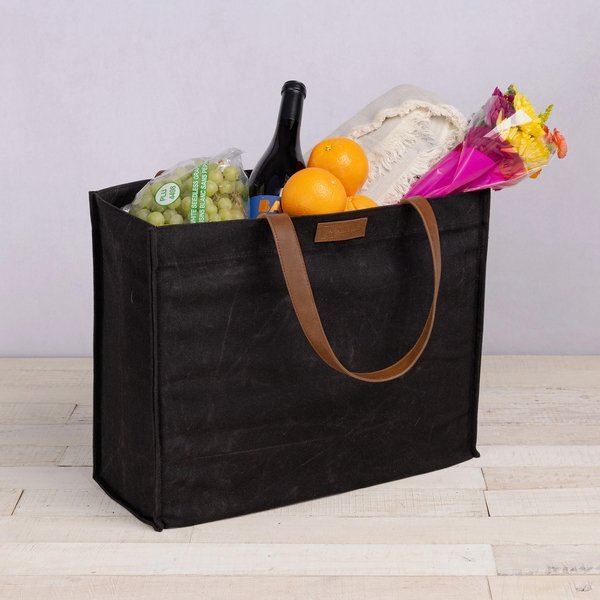 Market Waxed Canvas Tote w/ Leatherette Handles