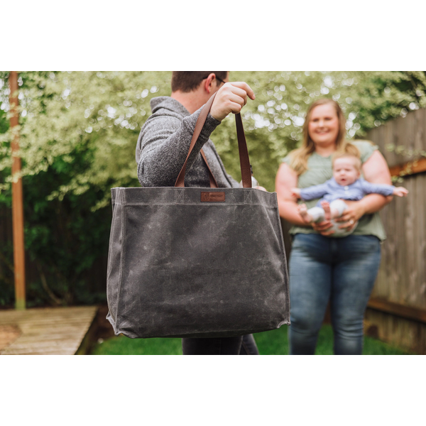Market Waxed Canvas Tote w/ Leatherette Handles