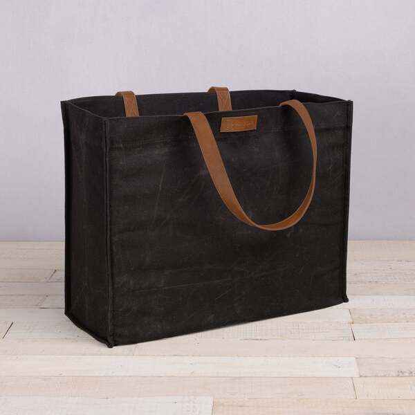 Market Waxed Canvas Tote w/ Leatherette Handles