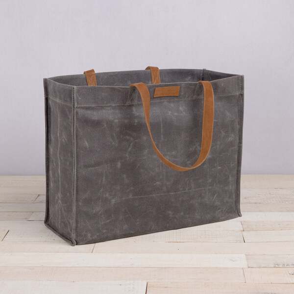 Market Waxed Canvas Tote w/ Leatherette Handles