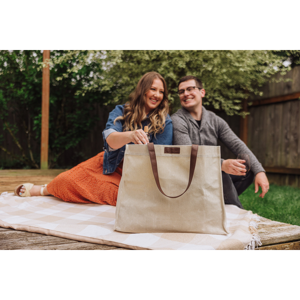 Market Waxed Canvas Tote w/ Leatherette Handles